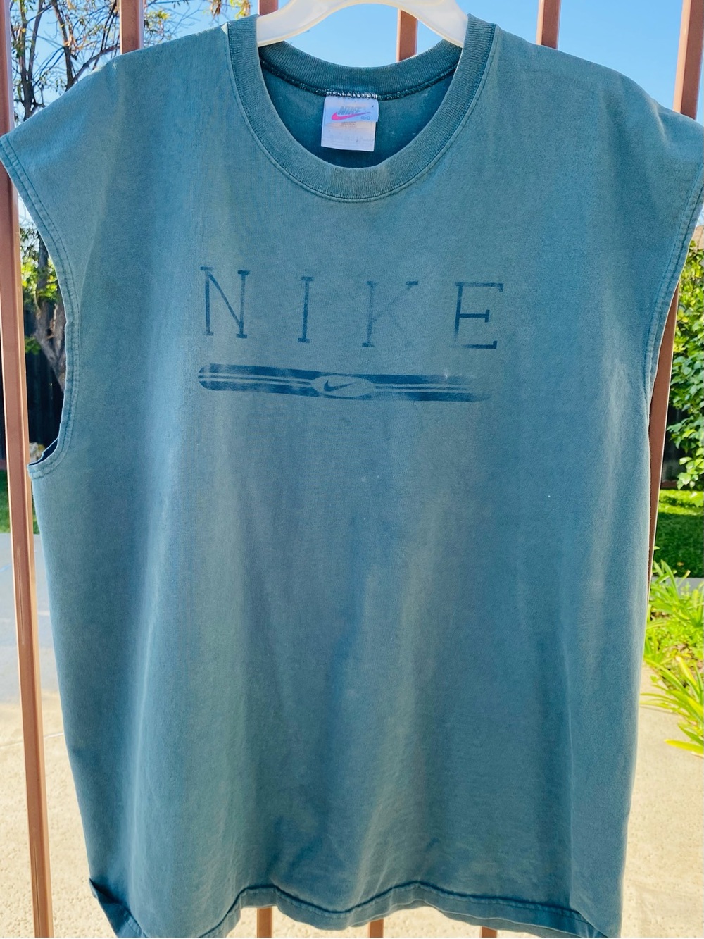 Vintage Nike Faded Blue Green Sleeveless Muscle Tee Shirt Men’s XXL Y2K